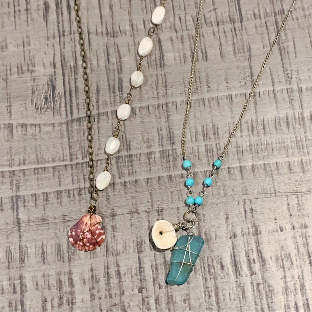 🎉2 FOR $15🎉Set of 2 Necklaces sea glass seashell